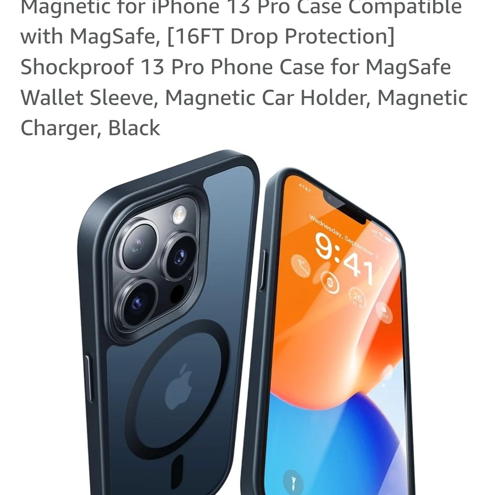 Black Protective iPhone 13 Pro Case with MagSafe Compatibility